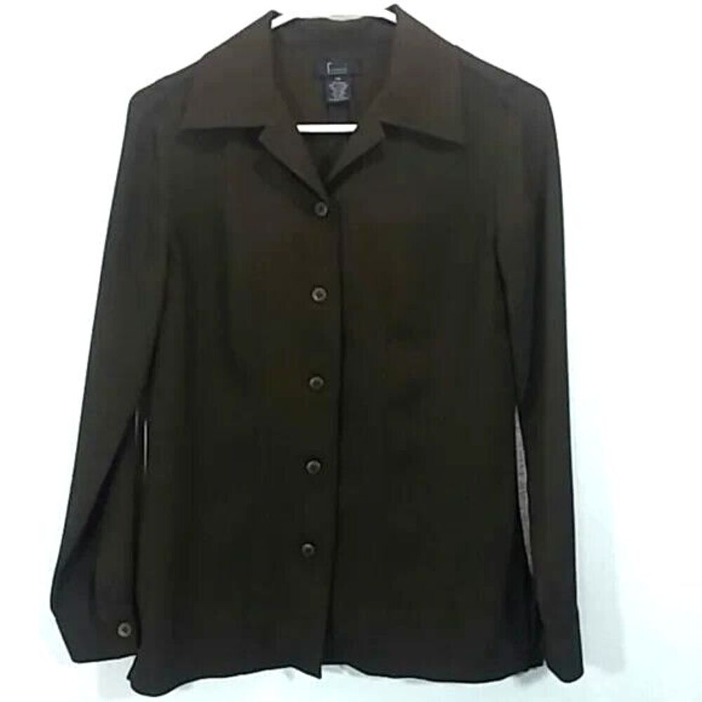 Frenchi shirt women's size XS brown button up *